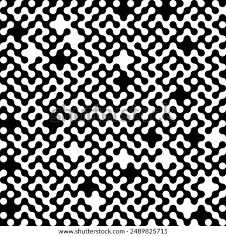 Seamless black and white metaball conection, abstract background, connected dots, vector design