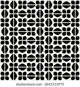 Seamless black and white mid century modern geometric pattern for backgrounds, fabric design, home decor.