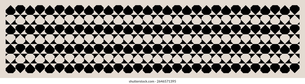 Seamless black and white mid century modern geometric pattern for banners, backgrounds, fabric design, home decor.	
