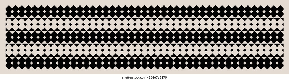 Seamless black and white mid century modern geometric pattern for banners, backgrounds, fabric design, home decor.