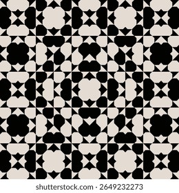 Seamless black and white mid century modern geometric pattern for backgrounds, fabric design, home decor.