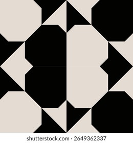 Seamless black and white mid century modern geometric pattern for backgrounds, fabric design, home decor.