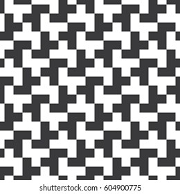 Seamless black and white mod chic op art pixel pattern vector