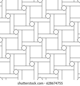 Seamless black and white octagonal star tesselation Moroccan pattern vector
