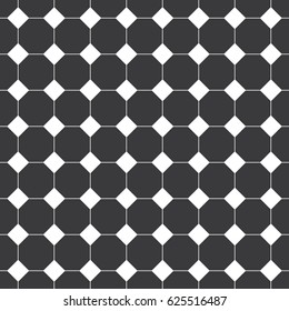 Seamless black and white octagons and squares tiles pattern vector