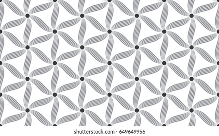 Seamless black and white op art hexagonal symmetry optical illusion pattern vector