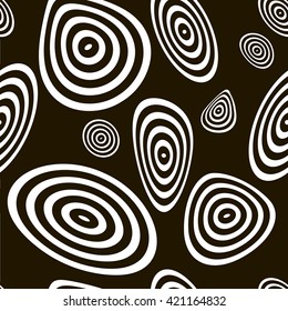 Seamless Black and white optical illusion vector oval background