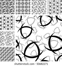 Seamless black and white ornament backgrounds