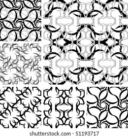 Seamless black and white ornament backgrounds