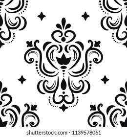 Seamless black and white ornament for design. Vector illustration 