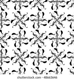 Seamless black and white ornament pattern
