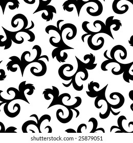 Seamless black and white ornament vector pattern