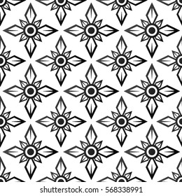 Seamless black and white ornamental pattern.