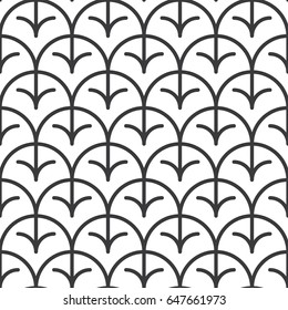 Seamless black and white ornate vintage oriental scale pattern. vector