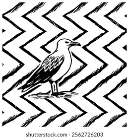 A seamless black and white painted chevron pattern with sketchy brush stroke lines. Perfect for grungy decorations, wallpaper, furniture, fabric, or textile designs. Versatile and stylish vector art.