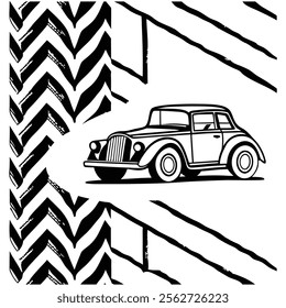 A seamless black and white painted chevron pattern with sketchy brush stroke lines. Perfect for grungy decorations, wallpaper, furniture, fabric, or textile designs. Versatile and stylish vector art.