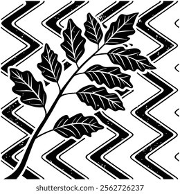 A seamless black and white painted chevron pattern with sketchy brush stroke lines. Perfect for grungy decorations, wallpaper, furniture, fabric, or textile designs. Versatile and stylish vector art.