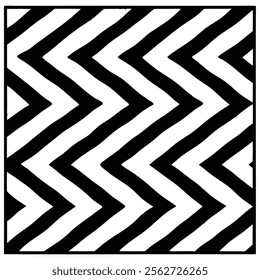 A seamless black and white painted chevron pattern with sketchy brush stroke lines. Perfect for grungy decorations, wallpaper, furniture, fabric, or textile designs. Versatile and stylish vector art.