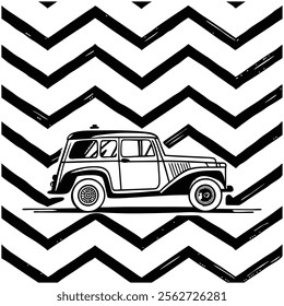 A seamless black and white painted chevron pattern with sketchy brush stroke lines. Perfect for grungy decorations, wallpaper, furniture, fabric, or textile designs. Versatile and stylish vector art.