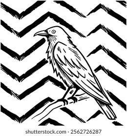 A seamless black and white painted chevron pattern with sketchy brush stroke lines. Perfect for grungy decorations, wallpaper, furniture, fabric, or textile designs. Versatile and stylish vector art.