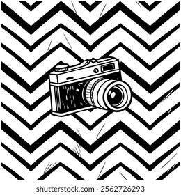 A seamless black and white painted chevron pattern with sketchy brush stroke lines. Perfect for grungy decorations, wallpaper, furniture, fabric, or textile designs. Versatile and stylish vector art.