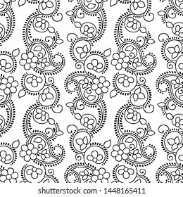 Seamless black and white paisley pattern