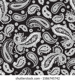 seamless black and white paisley pattern