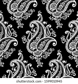 Seamless black and white paisley pattern design