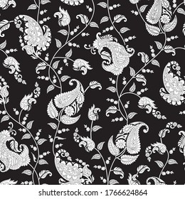 Seamless Black And White Paisley Pattern