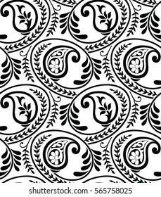 Seamless black and white Paisley Pattern