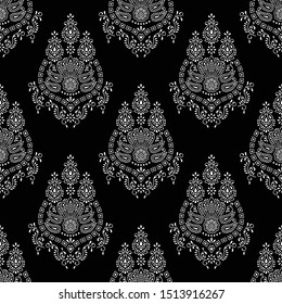 Seamless black and white paisley wallpaper