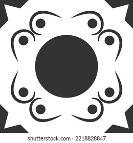 Seamless black and white patchwork tile with Islam, Arabic, Indian, Ottoman motifs. Majolica pottery tile. Azulejo. Ceramic tile in talavera style. Boho pattern