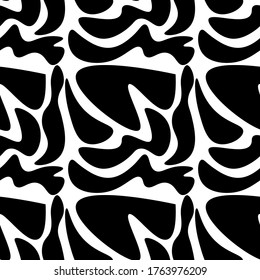 seamless black and white pattern with abstract shapes. vector illustration