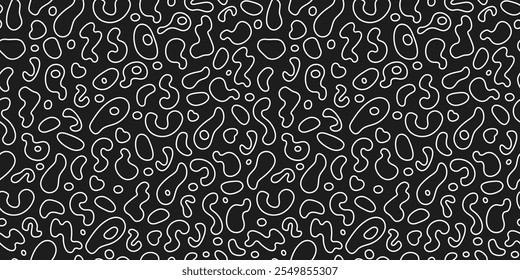 Nahtloses schwarz-weißes Muster. Abstrakter, sich wiederholender Hintergrund. Formen, Kreise, Vektortextur.