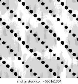 Seamless black and white pattern with abstract circles