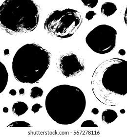 Seamless black and white pattern with abstract circles
