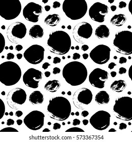 Seamless black and white pattern with abstract circles