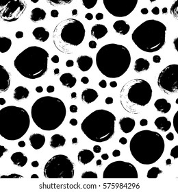 Seamless black and white pattern with abstract circles