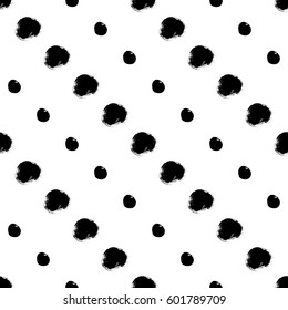 Seamless black and white pattern with abstract circles