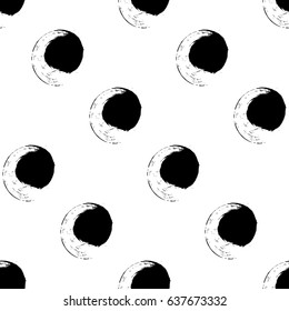 Seamless black and white pattern with abstract circles