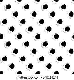 Seamless black and white pattern with abstract circles