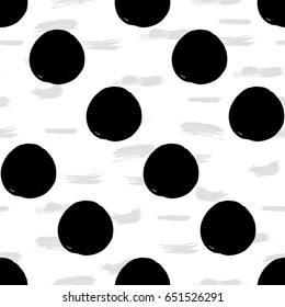 Seamless black and white pattern with abstract circles