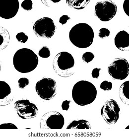 Seamless black and white pattern with abstract circles