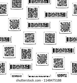 Seamless black and white pattern with barcodes