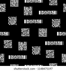 Seamless black and white pattern with barcodes