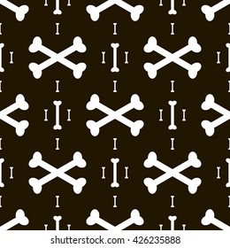 Seamless black and white pattern of bones and crossbones. Dog print. Vector illustration for various creative projects