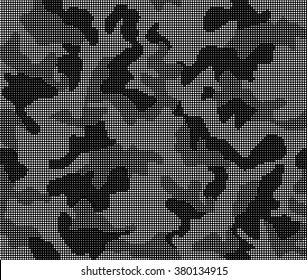 Seamless black and white pattern camouflage of dots. Vector illustration