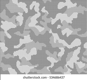 Seamless black and white pattern camouflage of dots. Vector illustration