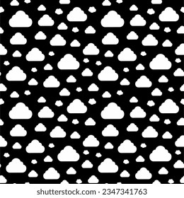 Seamless black and white pattern with clouds. Abstract background. Vector illustration. Design for web, wrapping, wallpaper, textile, cover, print. 