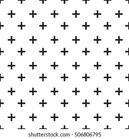 Seamless black and white pattern with crosses